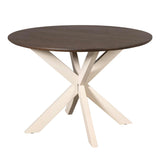 Ronde Eettafel - Bruin Mangohout - 110 cm - Zandkleurige Metalen Spiderpoot