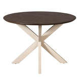 Ronde Eettafel - Bruin Mangohout - 110 cm - Zandkleurige Metalen Spiderpoot