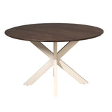 Ronde Eettafel - Bruin Mangohout - 150 cm - Zandkleurige Metalen Spiderpoot
