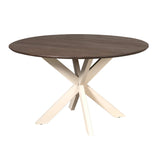 Ronde Eettafel - Bruin Mangohout - 150 cm - Zandkleurige Metalen Spiderpoot