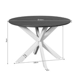 Ronde Eettafel - Bruin Mangohout - Ø 130 cm - Zandkleurige Metalen Spiderpoot