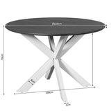 Ronde Eettafel - Bruin Mangohout - 110 cm - Zwarte Metalen Spiderpoot