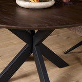 Ronde Eettafel - Bruin Mangohout - 130 cm - Zwarte Matrixpoot