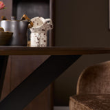 Ronde Eettafel - Bruin Mangohout - 110 cm - Zwarte Metalen Spiderpoot