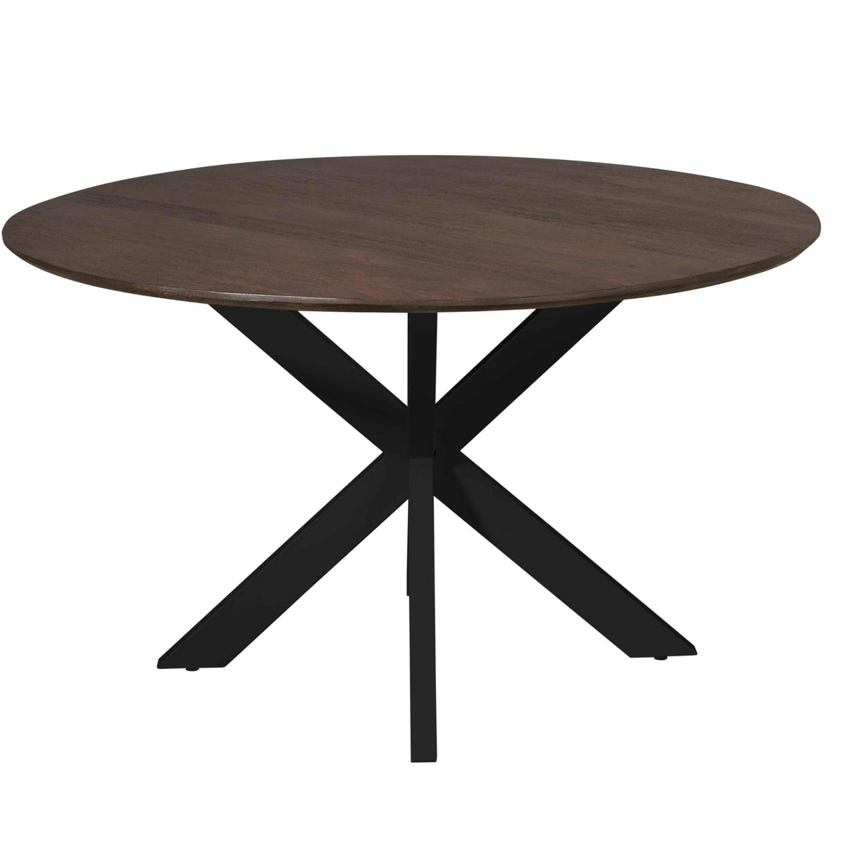 Ronde Eettafel - Bruin Mangohout - 130 cm - Zwarte Matrixpoot