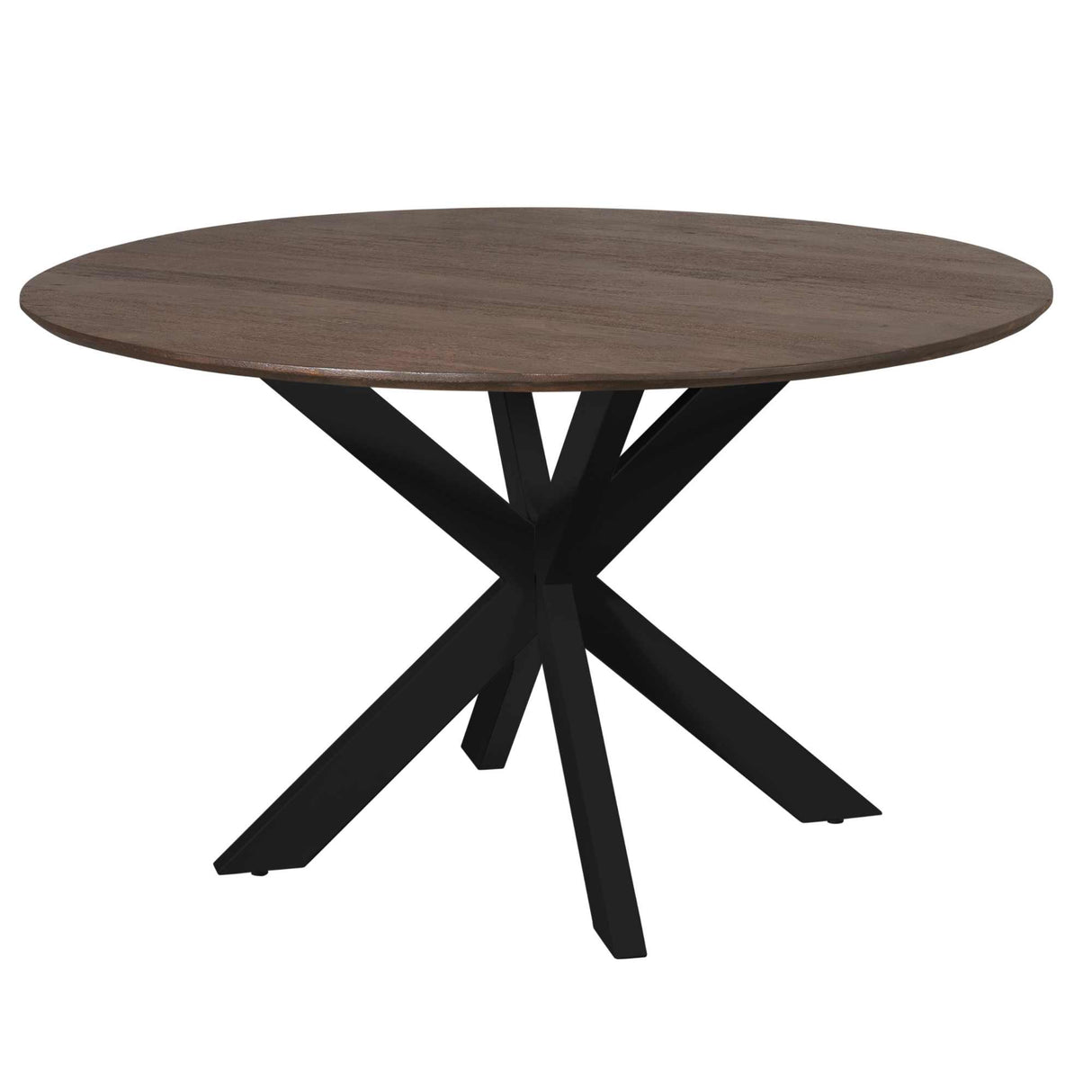 Ronde Eettafel - Bruin Mangohout - 130 cm - Zwarte Matrixpoot