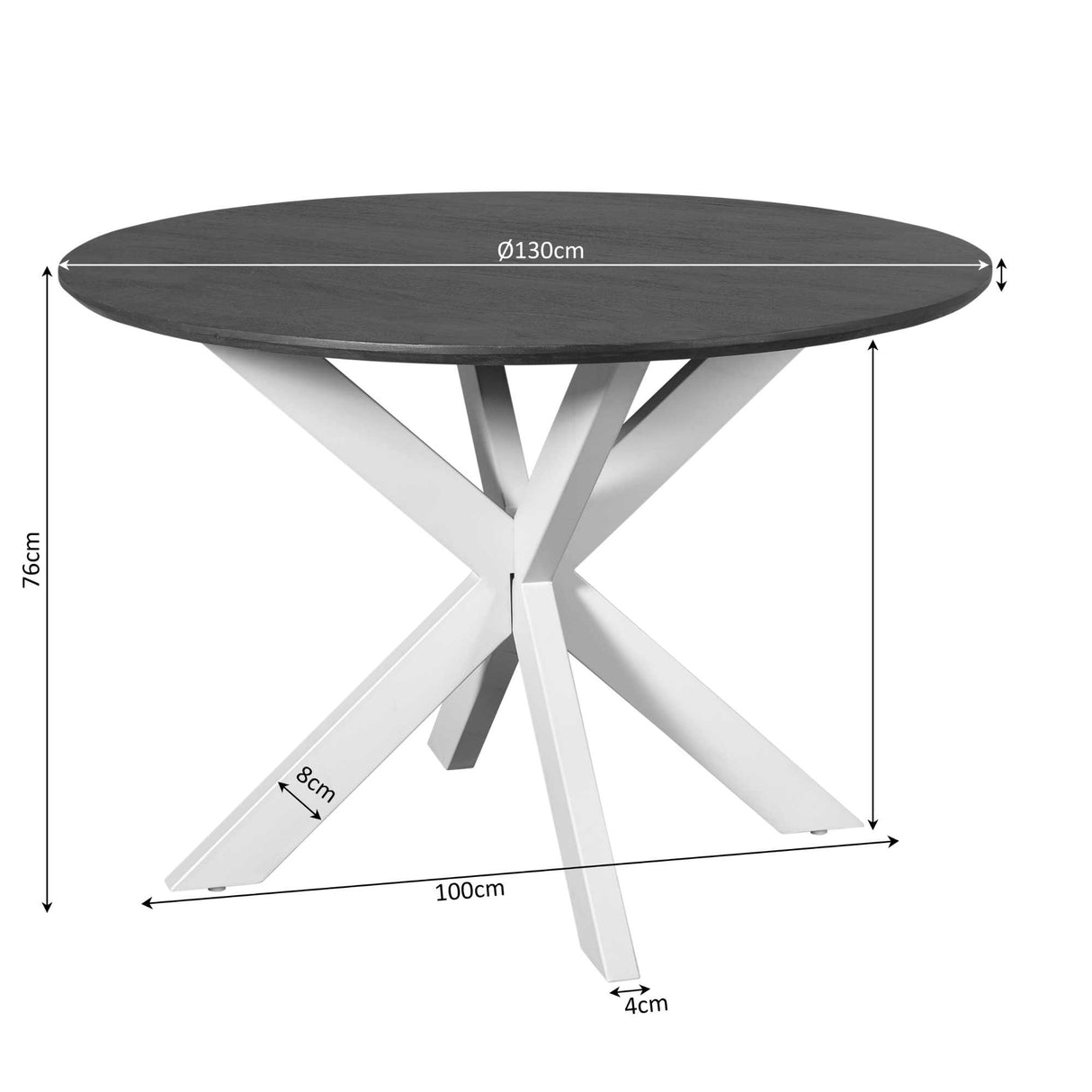 Ronde Eettafel - Bruin Mangohout - 130 cm - Zwarte Matrixpoot