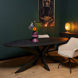 Eettafel - Zwart - Mangohout - Metaal - 210 cm - Ovaal