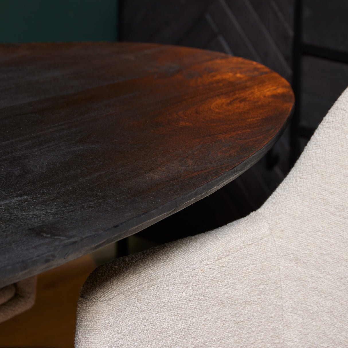 Eettafel - Zwart - Mangohout - Metaal - 210 cm - Ovaal