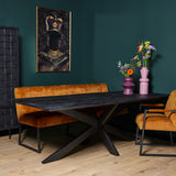 Industriële Eettafel - Zwart Mangohout - 160 cm - Matrixpoot