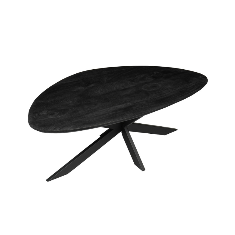 Salontafel - Druppel-vorm - Zwart - Mangohout - 130 cm