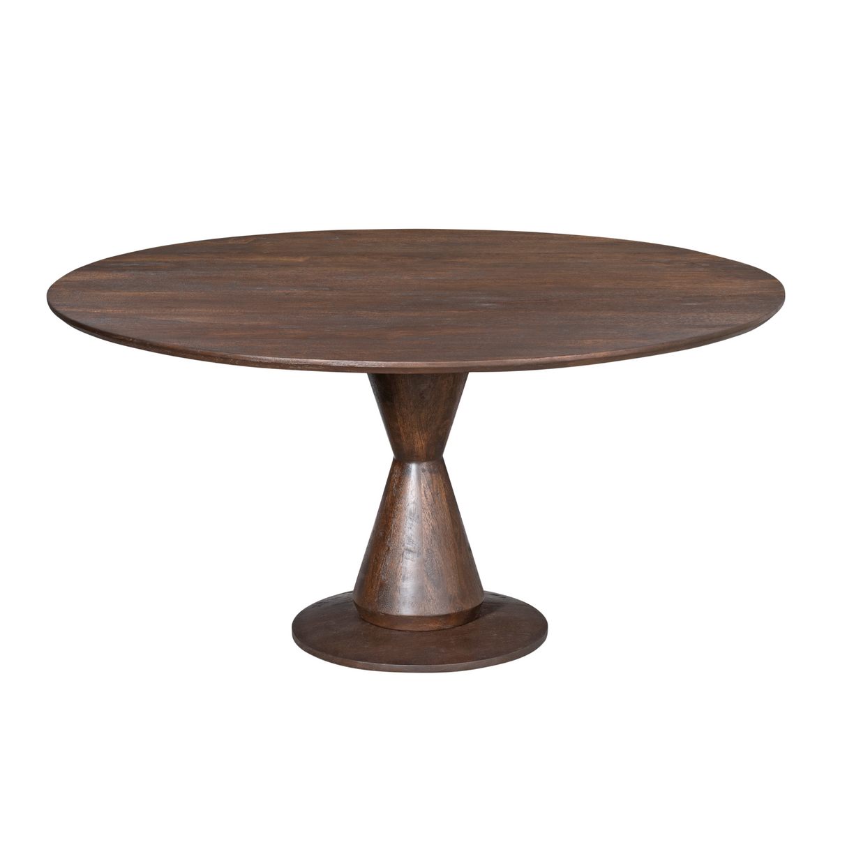 Ronde Eettafel - Bruin Mangohout - 130 cm - Design Zandloperpoot