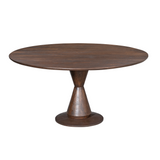 Ronde Eettafel - Bruin Mangohout - 130 cm - Design Zandloperpoot