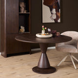 Ronde Eettafel - Bruin Mangohout - 130 cm - Design Zandloperpoot