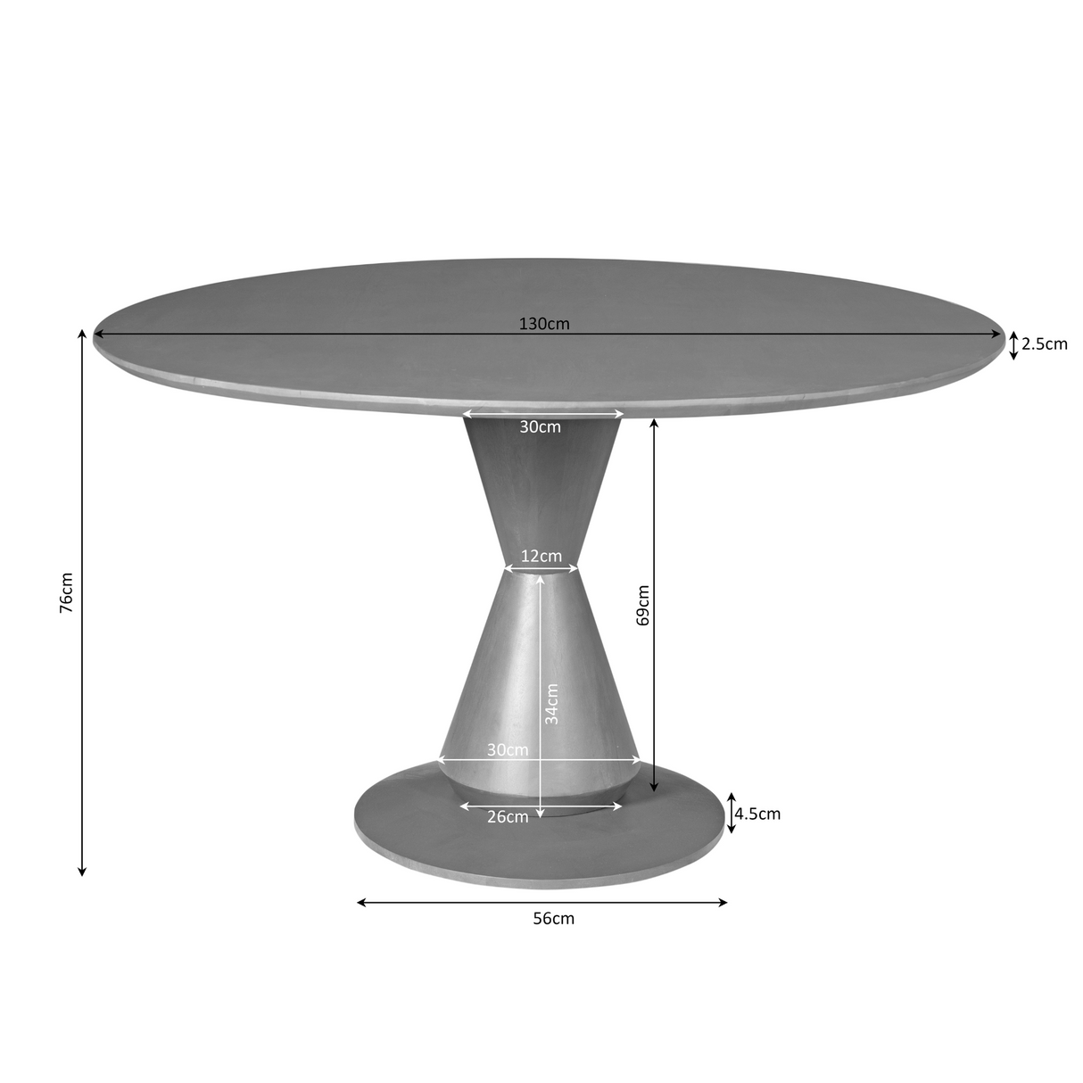 Ronde Eettafel - Bruin Mangohout - 130 cm - Design Zandloperpoot