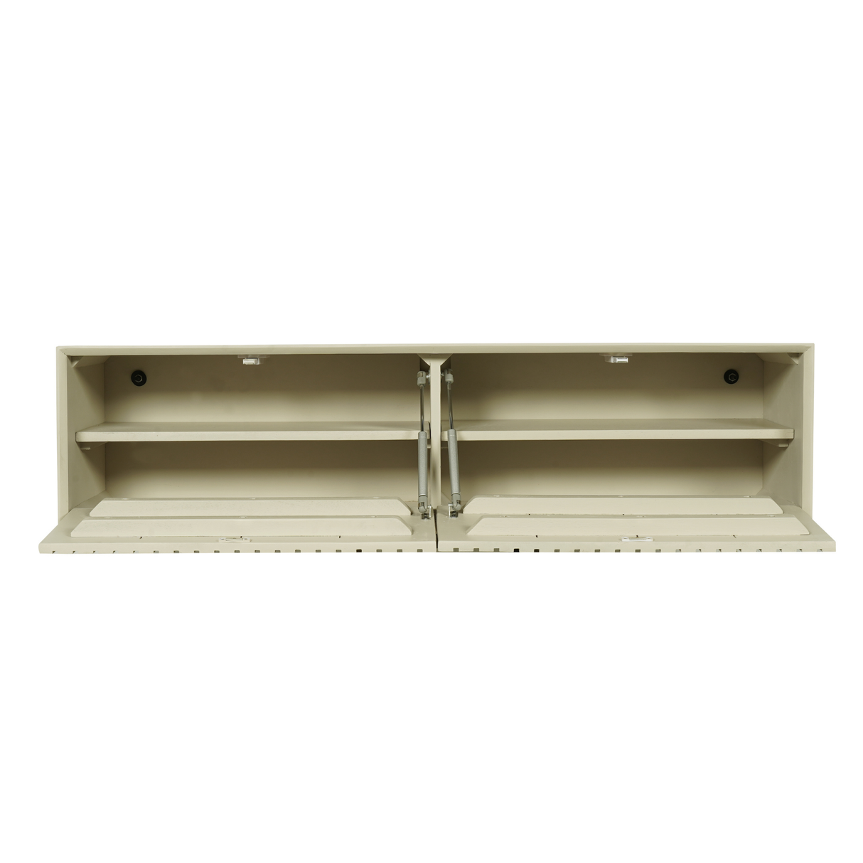 Zwevend TV-meubel Zand Mangohout - 120 cm - Verticaal Lattenpatroon en Push-to-Open