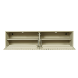 Zwevend TV-meubel Zand Mangohout - 120 cm - Verticaal Lattenpatroon en Push-to-Open
