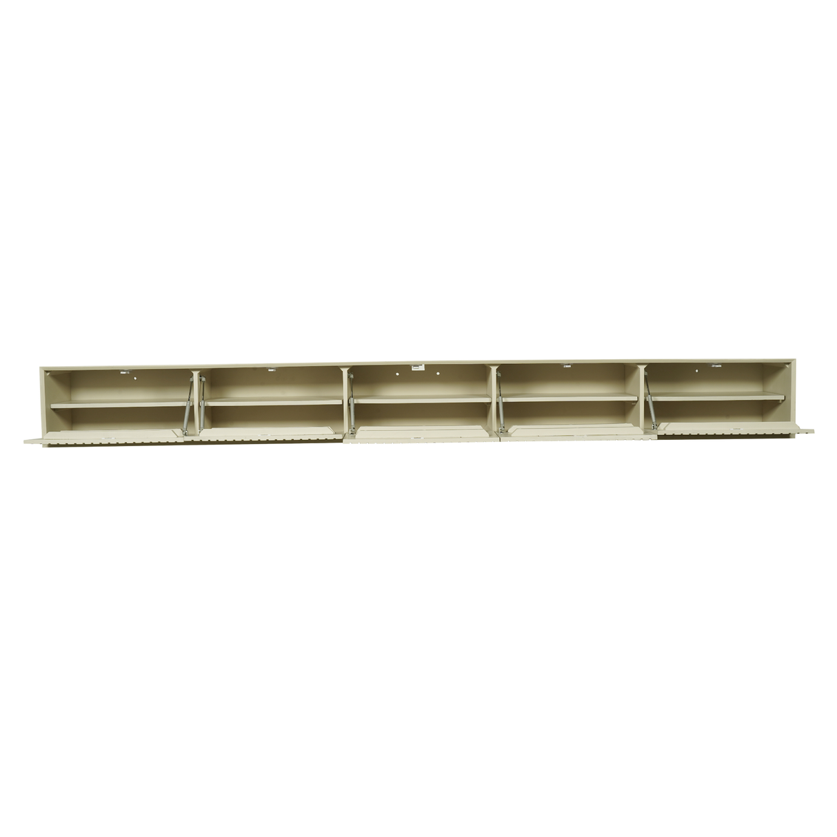 Zwevend TV-meubel Zand Mangohout - 120 cm - Verticaal Lattenpatroon en Push-to-Open