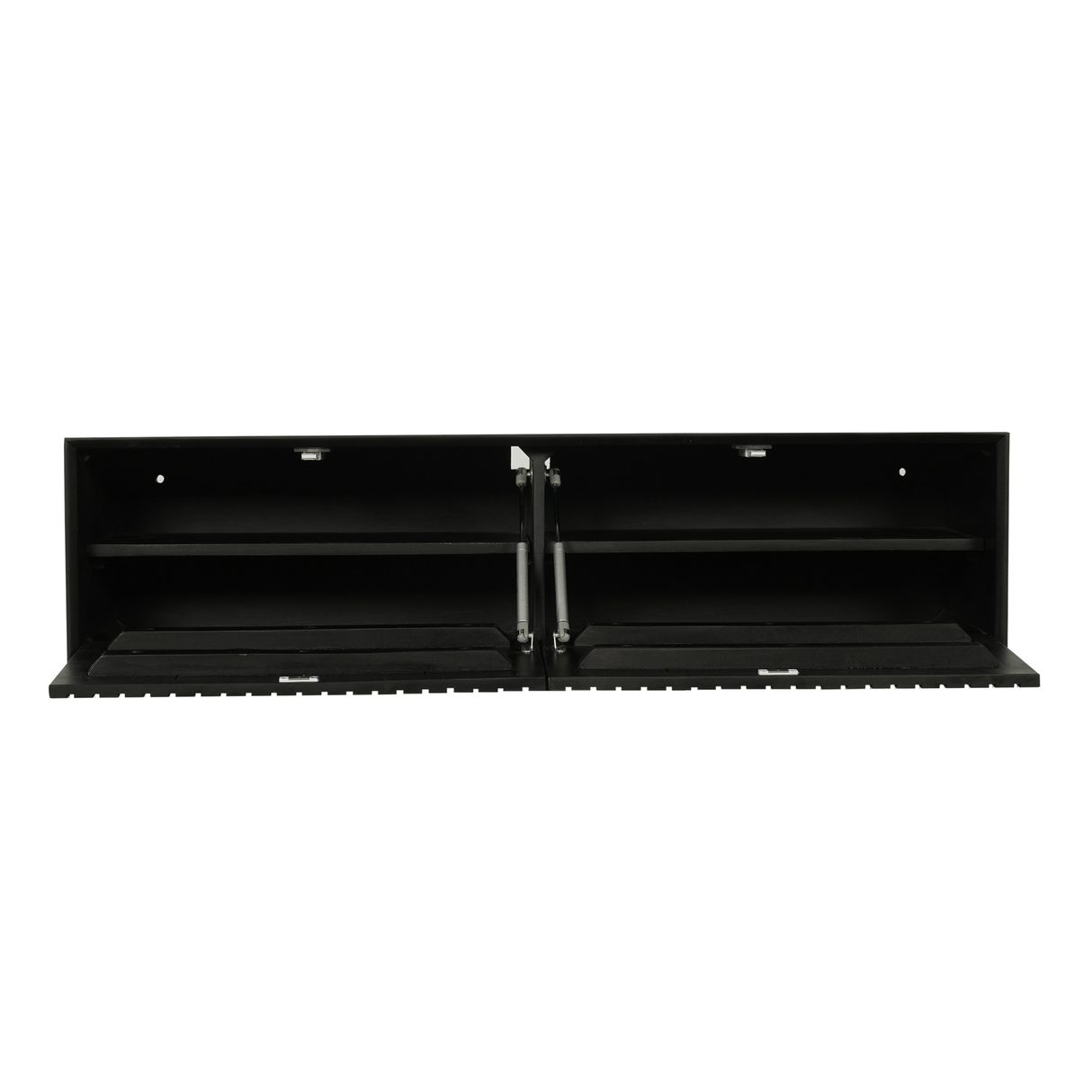 Zwevend TV-meubel Zand Mangohout - 120 cm - Verticaal Lattenpatroon en Push-to-Open