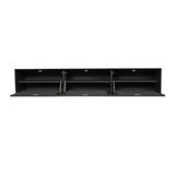 Zwevend Tv-meubel Zwart Mangohout - 160 cm - Lattenpatroon