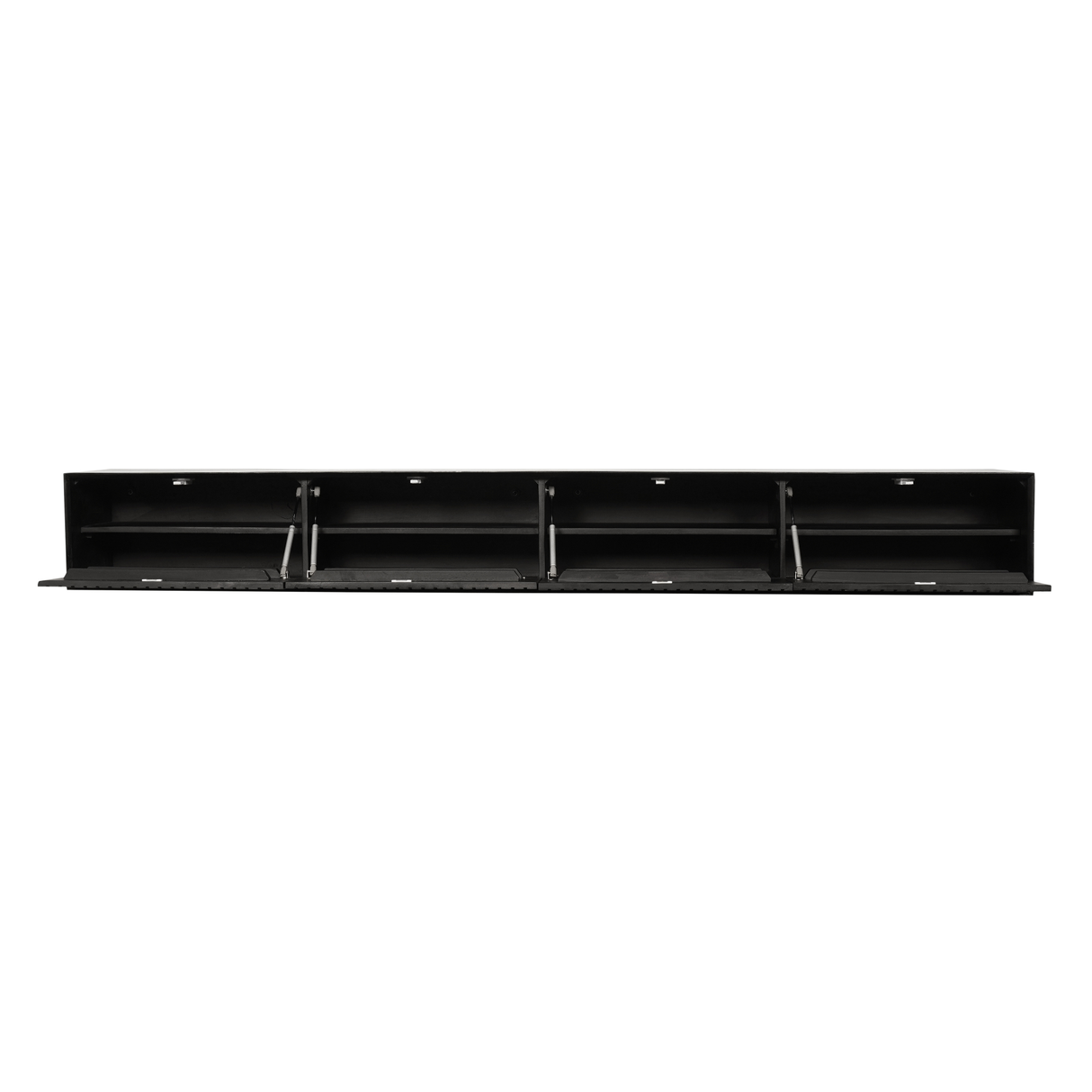 Zwevend Tv-meubel Zwart Mangohout - 240 cm - Lattenpatroon
