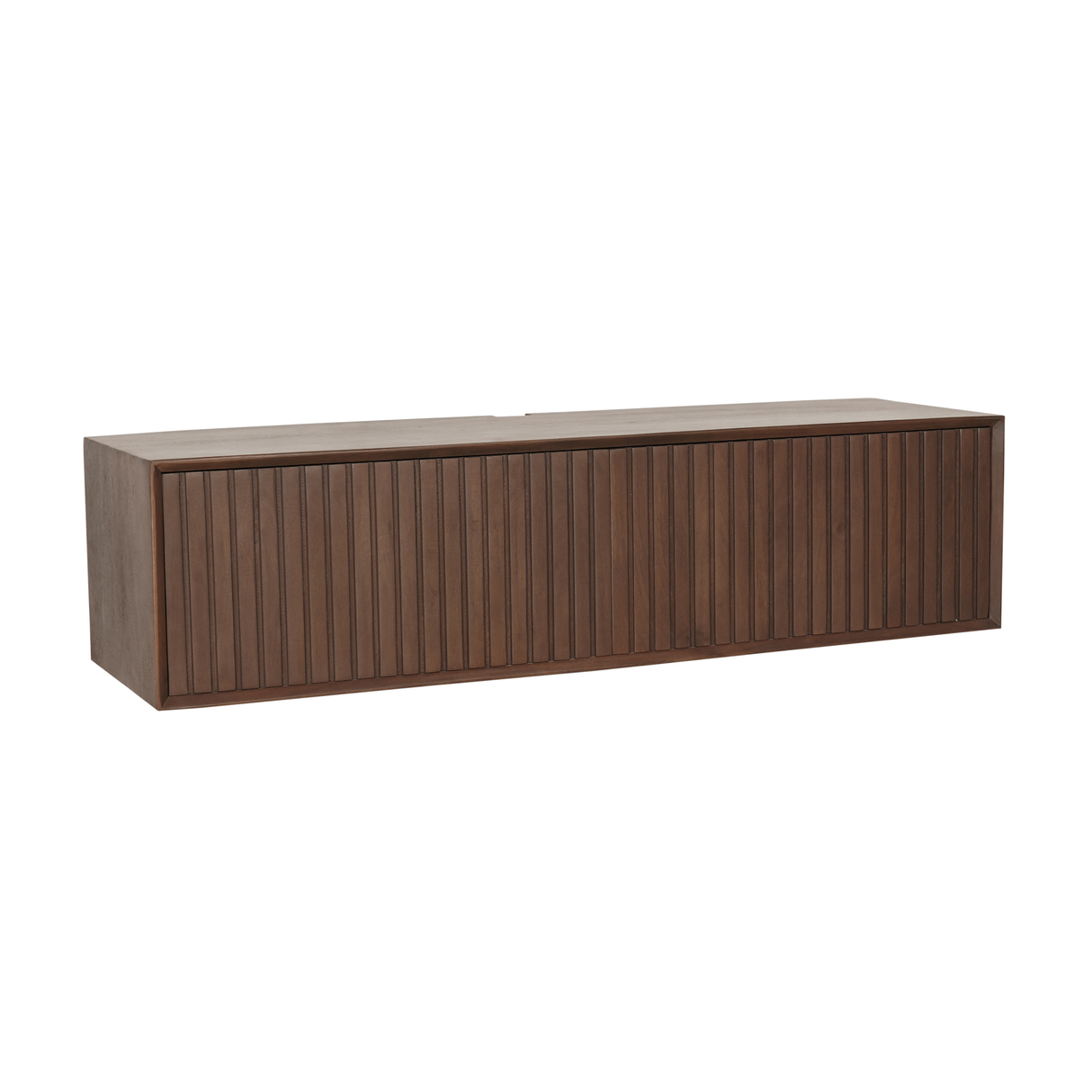 Zwevend TV-meubel Zand Mangohout - 120 cm - Verticaal Lattenpatroon en Push-to-Open