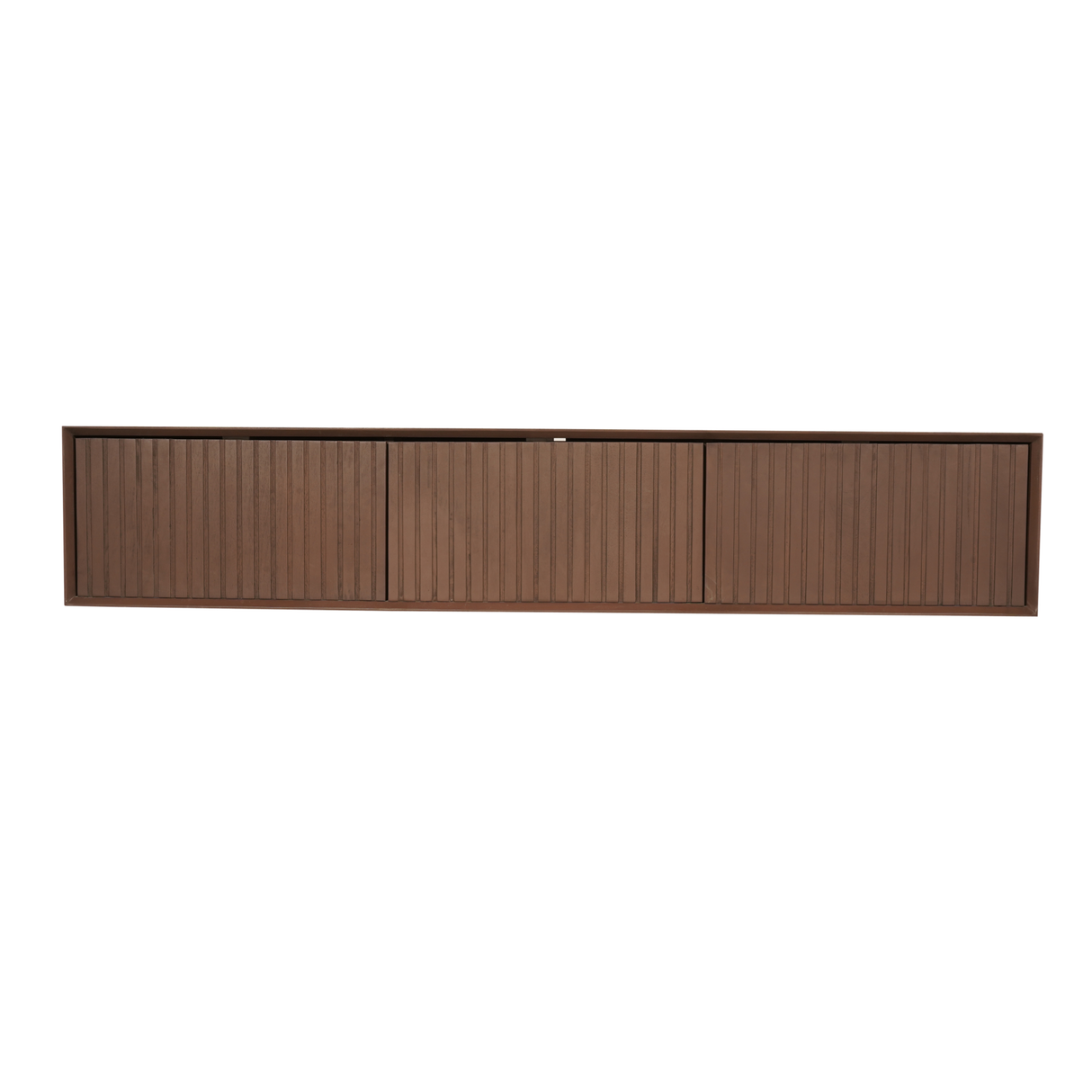 Zwevend TV-meubel Zand Mangohout - 120 cm - Verticaal Lattenpatroon en Push-to-Open
