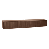 Zwevend TV-meubel Zand Mangohout - 120 cm - Verticaal Lattenpatroon en Push-to-Open