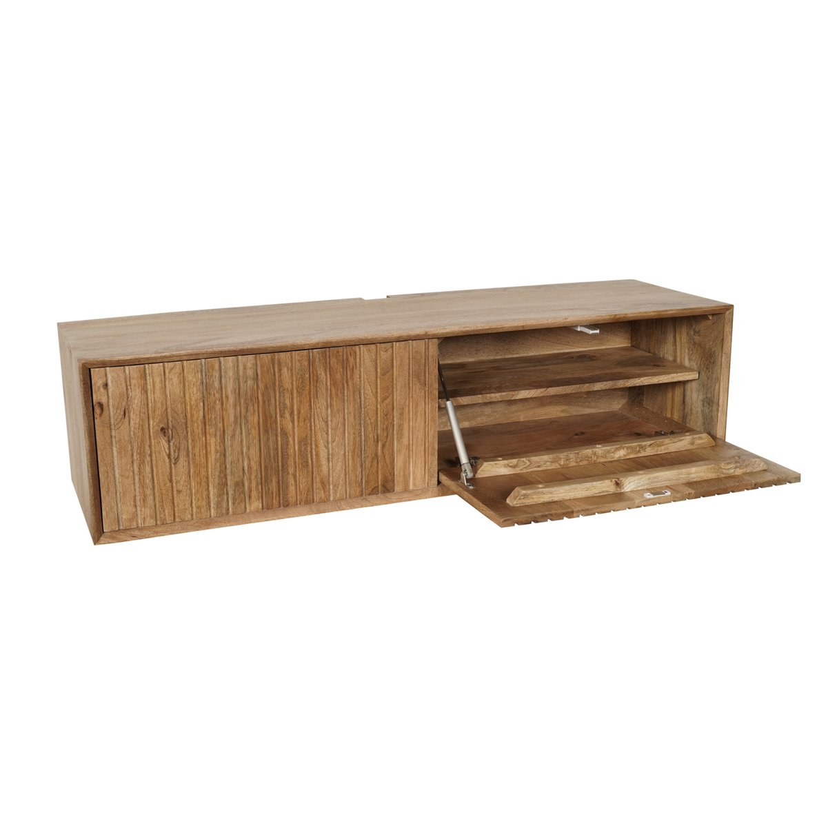 Zwevend Tv-meubel Walnoot Mangohout - 120 cm - Lattenpatroon