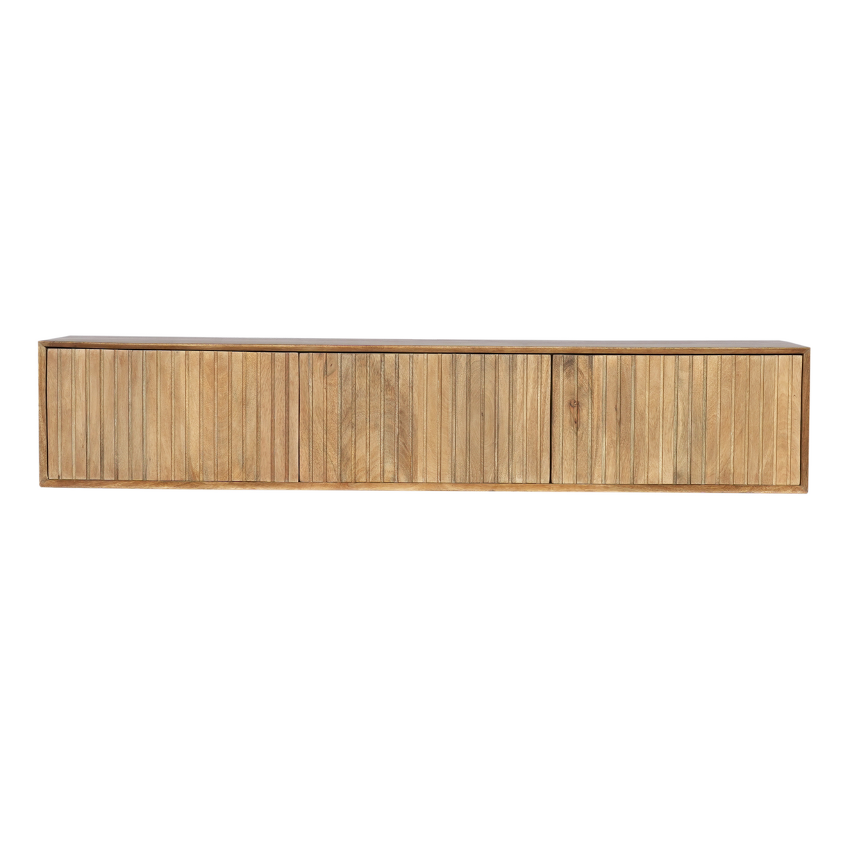 Zwevend Tv-meubel Naturel Mangohout - 160 cm - Lattenpatroon