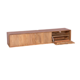 Zwevend Tv-meubel Naturel Mangohout - 160 cm - Lattenpatroon