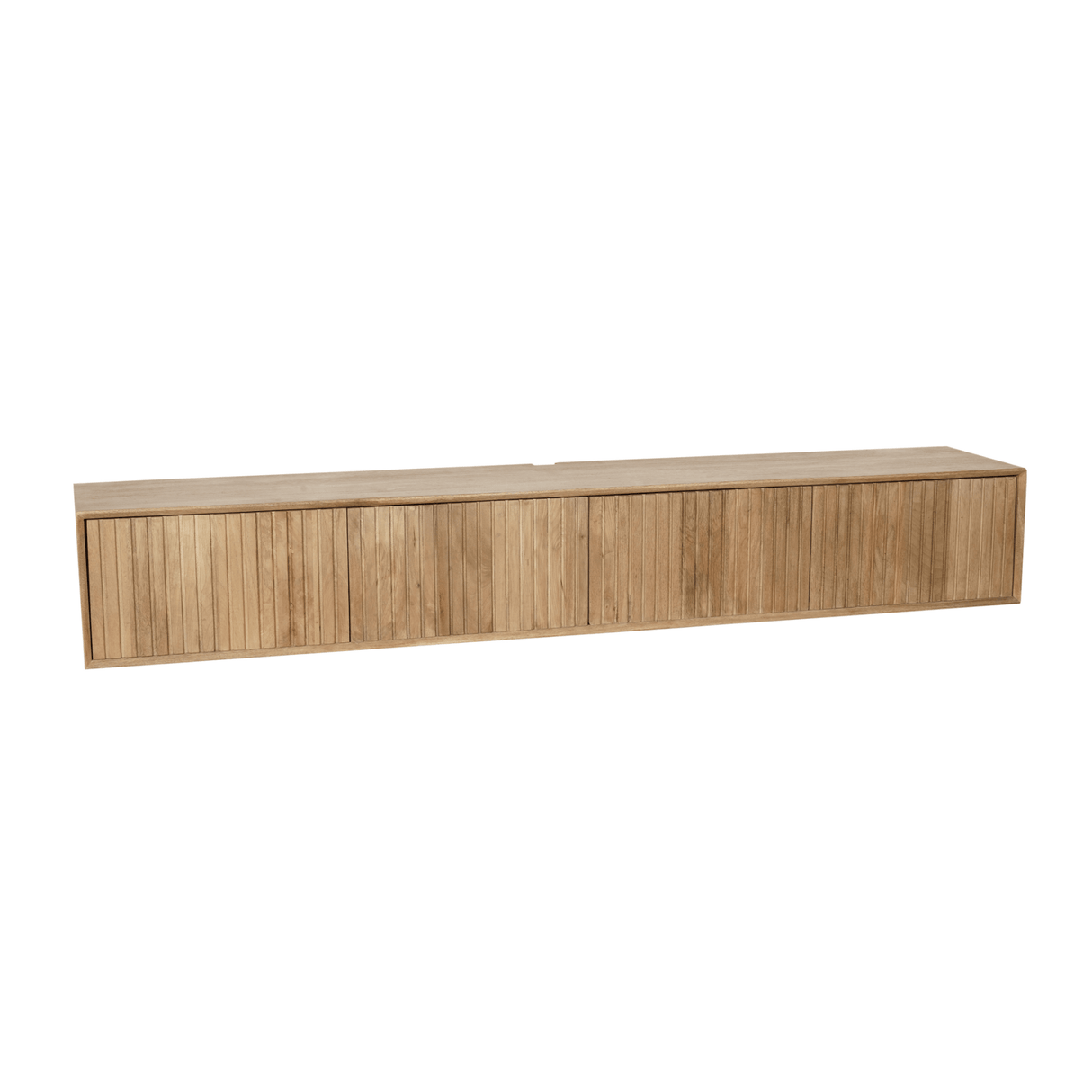 Zwevend TV-meubel Zand Mangohout - 120 cm - Verticaal Lattenpatroon en Push-to-Open Entertainment Centers & TV Stands Starfurn