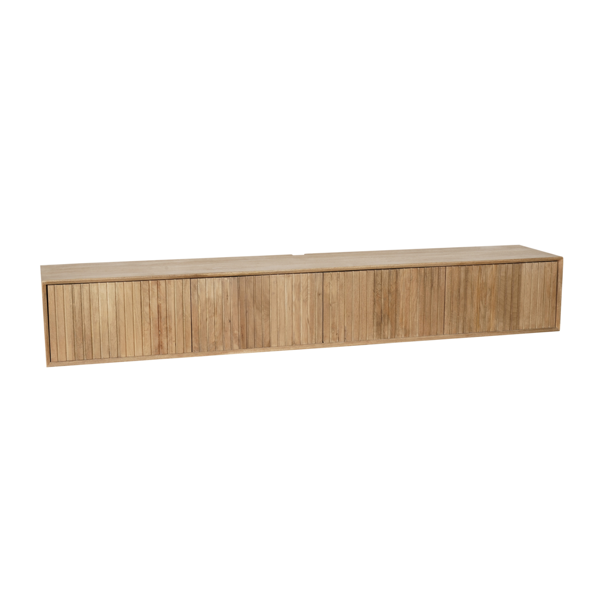 Zwevend Tv-meubel Naturel Mangohout - 200 cm - Lattenpatroon