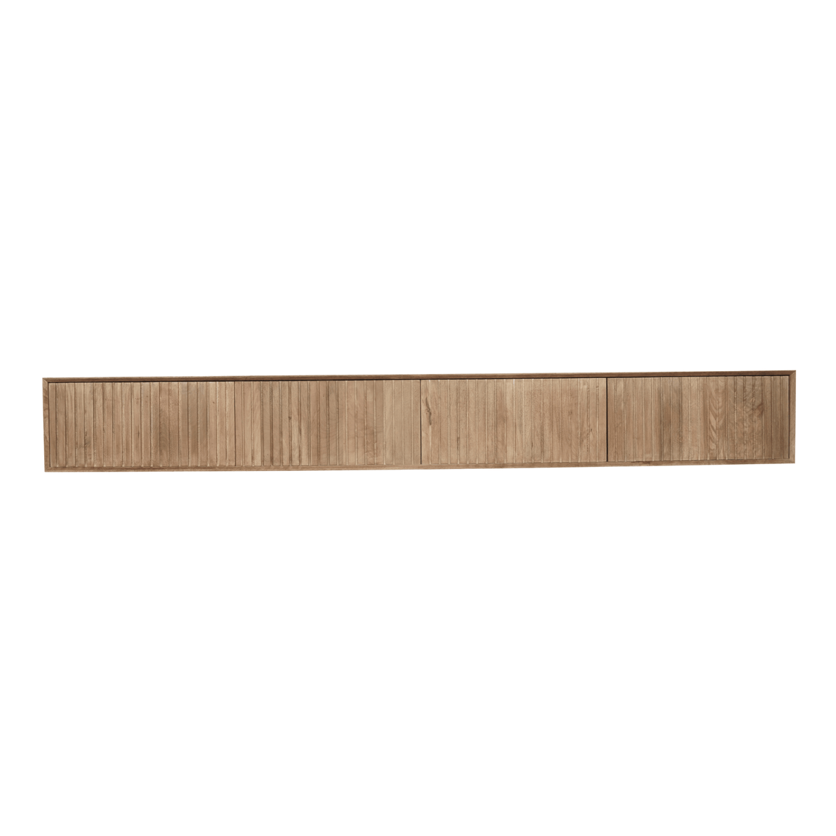 Zwevend TV-meubel Zand Mangohout - 120 cm - Verticaal Lattenpatroon en Push-to-Open Entertainment Centers & TV Stands Starfurn
