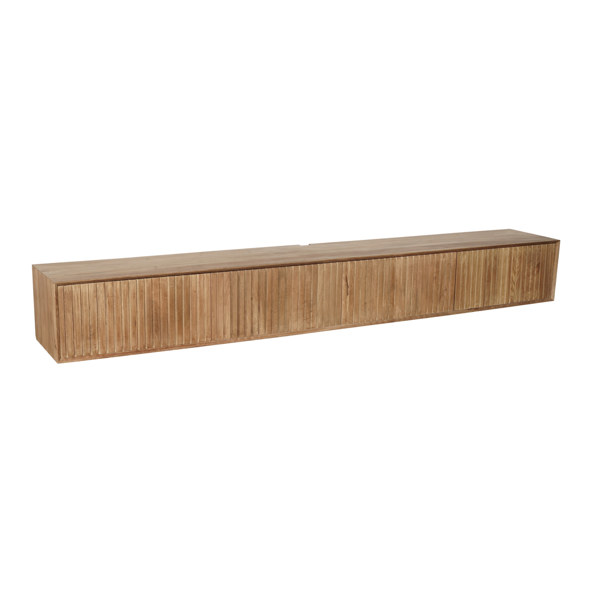 Zwevend Tv-meubel Naturel Mangohout - 280 cm - Lattenpatroon