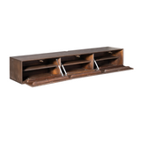 Zwevend TV-meubel - Bruin Mangohout - 160 cm - Lattenstructuur