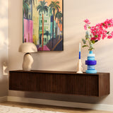 Zwevend TV-meubel - Bruin Mangohout - 160 cm - Lattenstructuur
