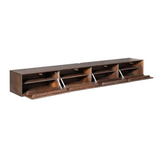 Zwevend TV-meubel - Bruin Mangohout - 200 cm - Lattenstructuur