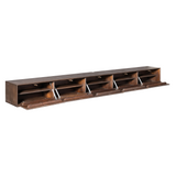 Zwevend TV-meubel - Bruin Mangohout - 280 cm - Lattenstructuur