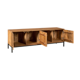 Tv-meubel - Naturel Mangohout - 165 cm - Verticaal Lattenpatroon
