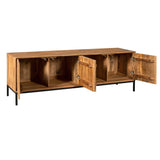 Tv-meubel - Naturel Mangohout - 165 cm - Verticaal Lattenpatroon