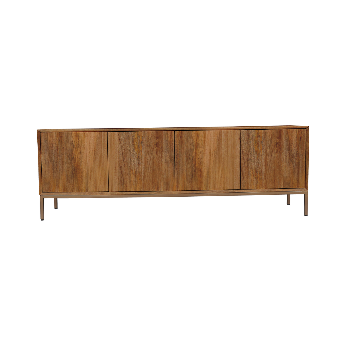Tv-meubel - Naturel Mangohout - 165 cm - Verticaal Lattenpatroon