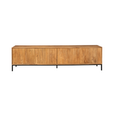 Tv-meubel - Naturel Mangohout - 210 cm - Verticaal Lattenpatroon