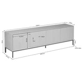 Tv-meubel - Naturel Mangohout - 210 cm - Verticaal Lattenpatroon