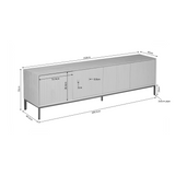 Tv-meubel - Naturel Mangohout - 210 cm - Verticaal Lattenpatroon