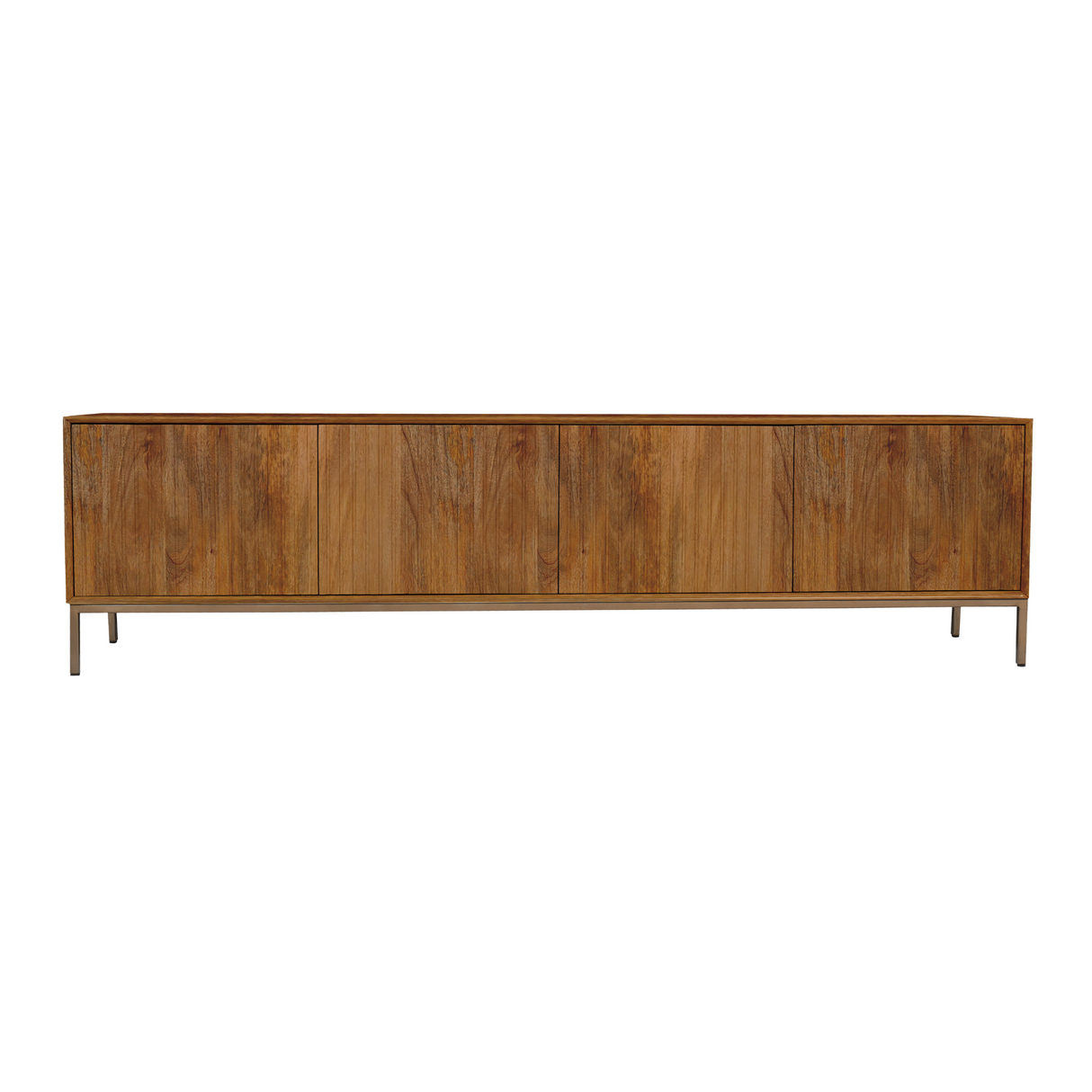 Tv-meubel - Naturel Mangohout - 165 cm - Verticaal Lattenpatroon