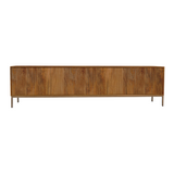 Tv-meubel - Naturel Mangohout - 165 cm - Verticaal Lattenpatroon