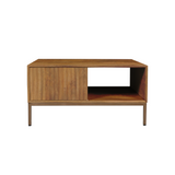 Tv-meubel - Naturel Mangohout - 165 cm - Verticaal Lattenpatroon