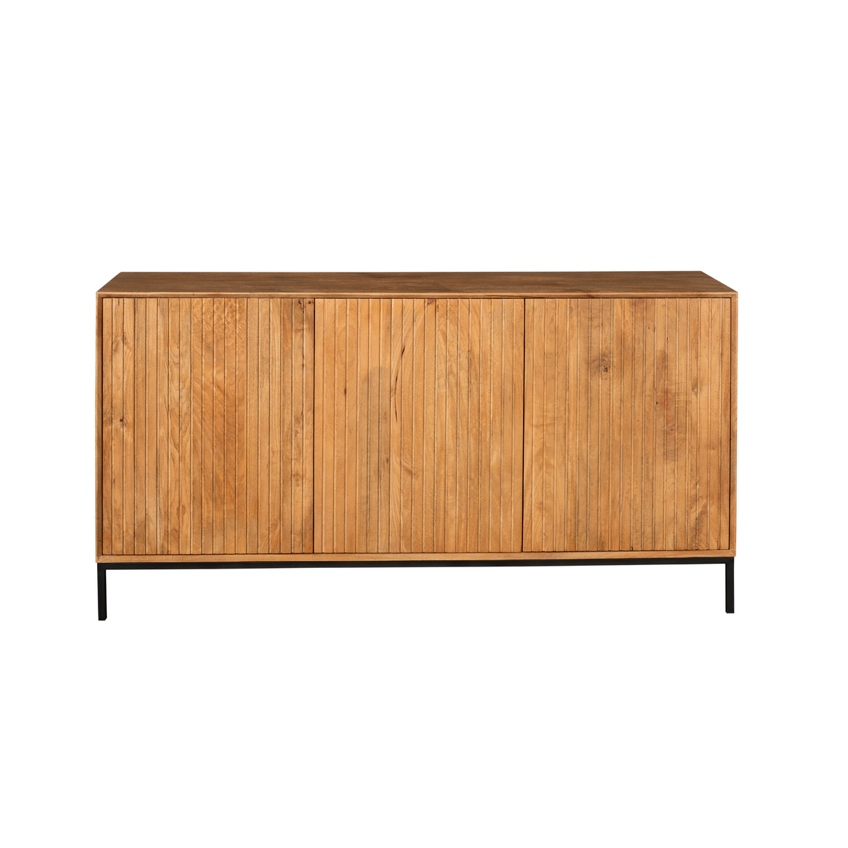 Dressoir - Naturel Mangohout - 165 cm - Verticaal Lattenpatroon