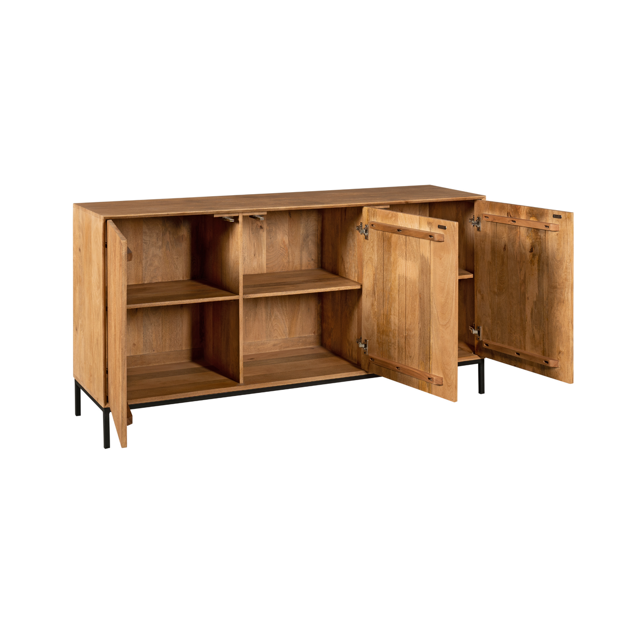 Dressoir - Naturel Mangohout - 165 cm - Verticaal Lattenpatroon